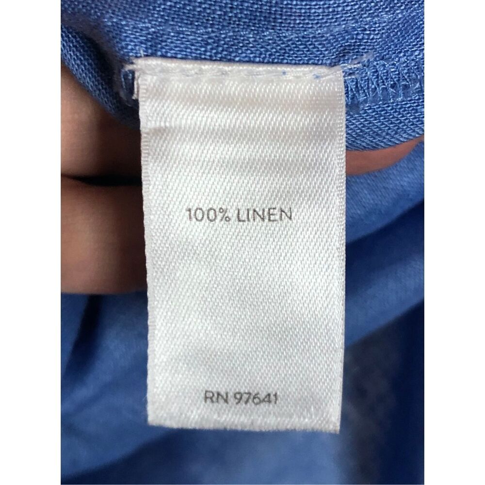 J. Jill Love Linen Blue Tunic Top Medium 100% Linen Coastal Quiet Luxury Natural - Picture 5 of 9